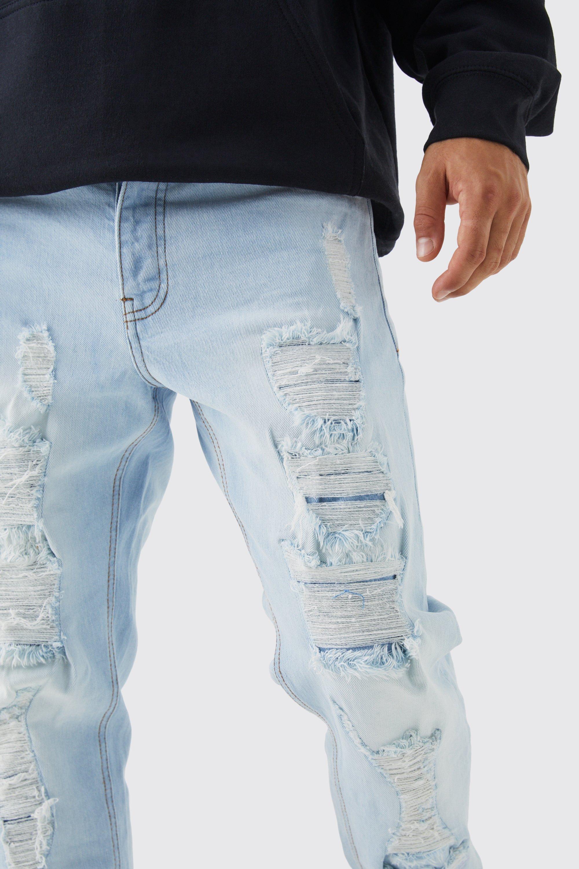 Straight Rigid All Over Rip & Repair Jeans